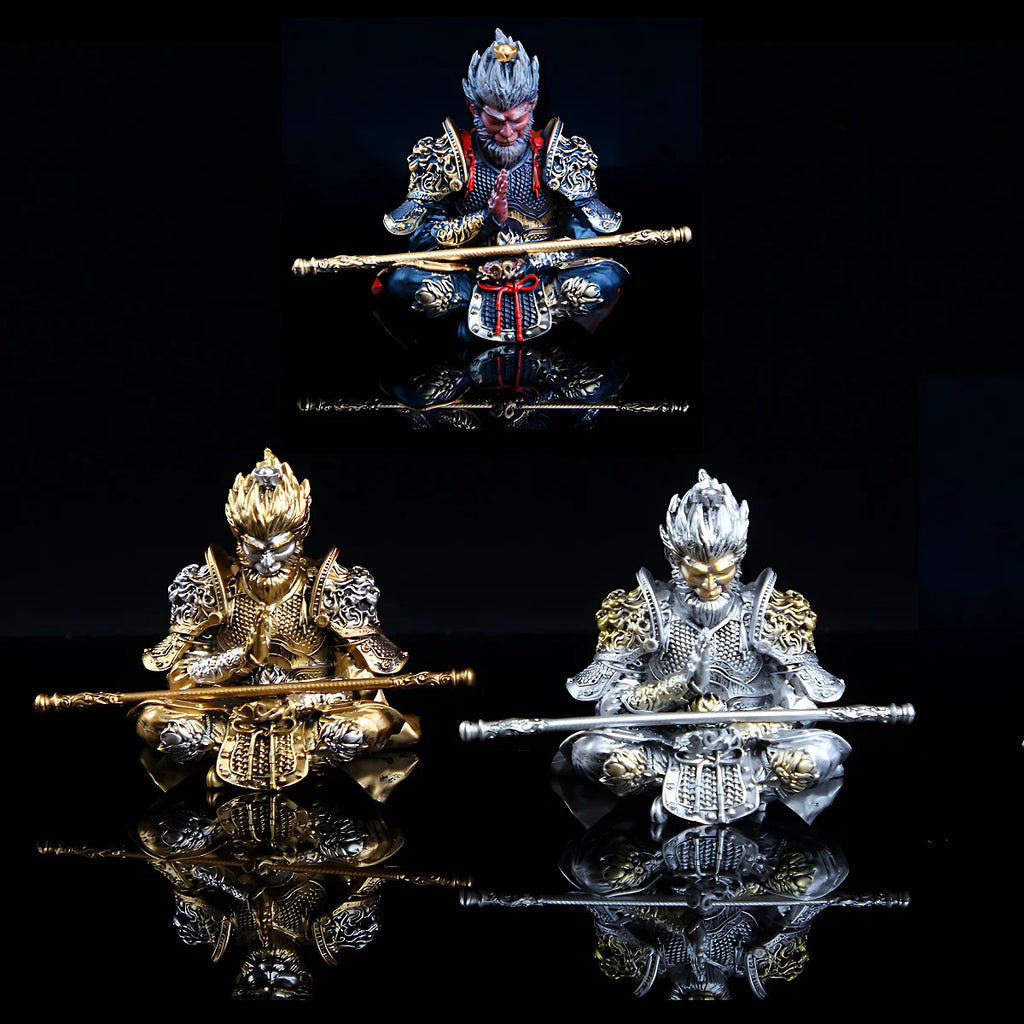 Vibrant Monkey King Figurine 1 Set Hand-Painted Plastic Car Dashboard Ornament Premium Automotive Accessory