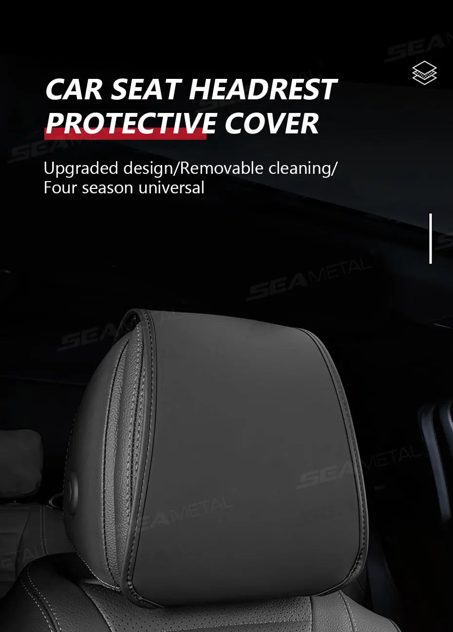 BLALION Premium Car Headrest Cover Universal Leatherette Neck Support Protector