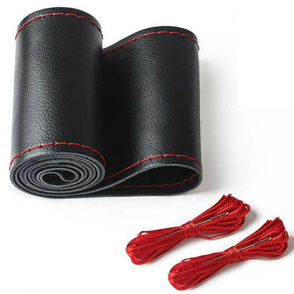 Steering Wheel Cover DIY Leather Braiding Cover Universal Lace Up