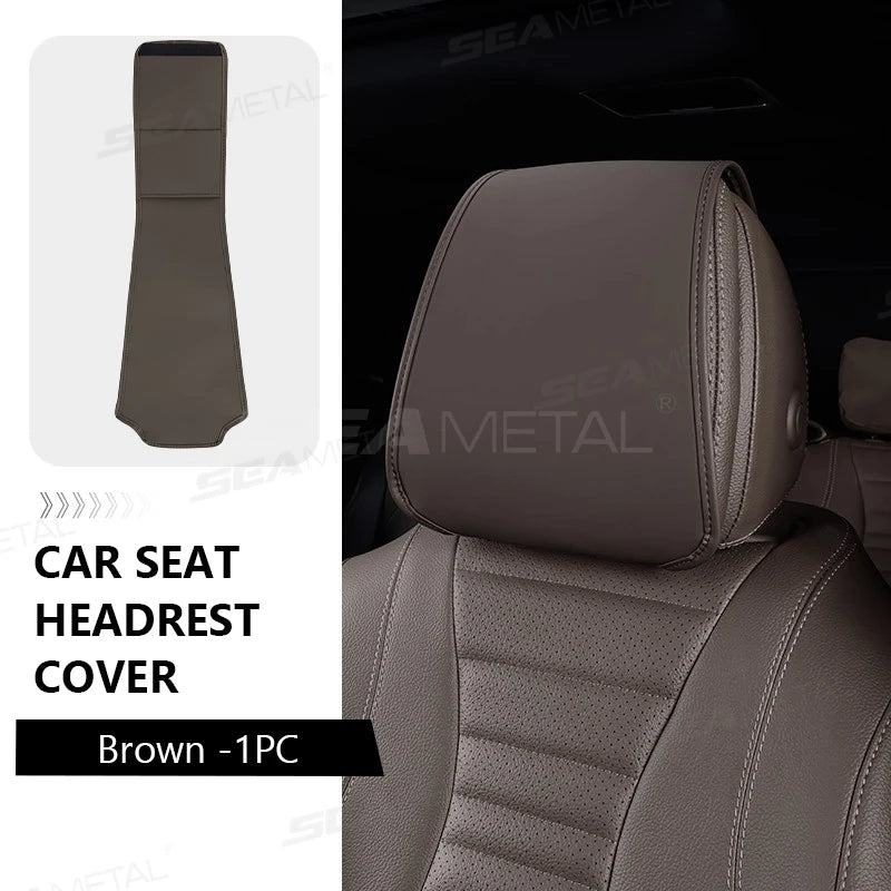BLALION Premium Car Headrest Cover Universal Leatherette Neck Support Protector