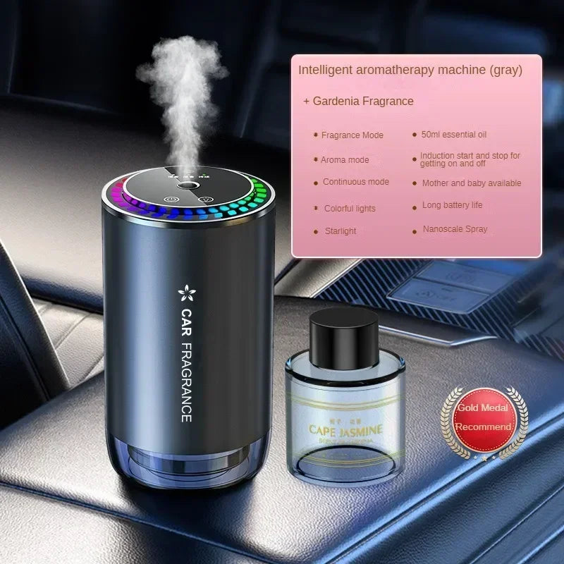 Car Aromatherapy Perfume with Automatic Spray Aluminum Alloy Metal Odor Remover