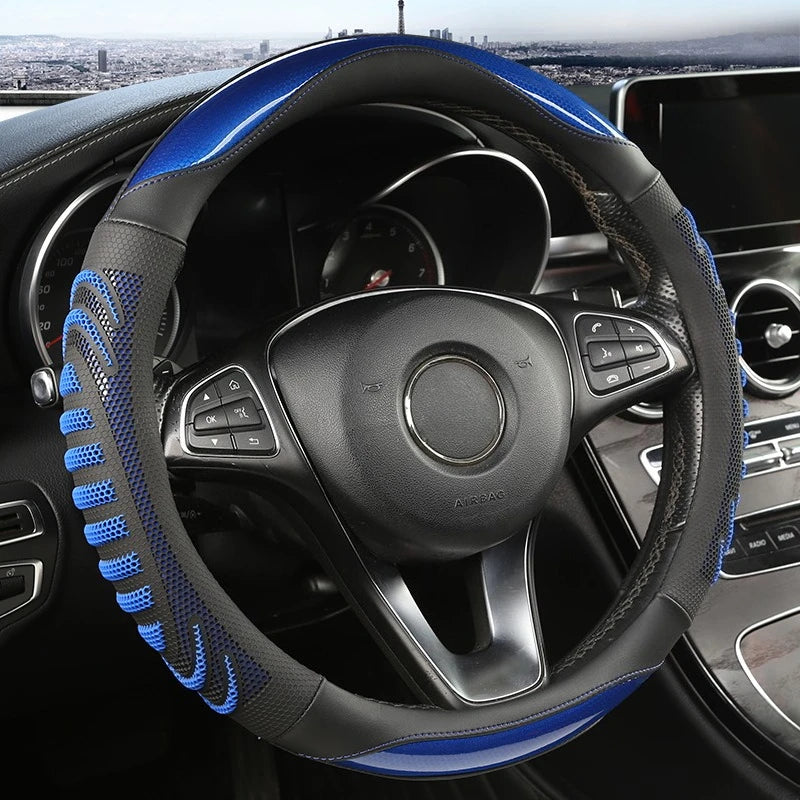 Three-dimensional Honeycomb Steering Wheel Cover Durable Leather Cover