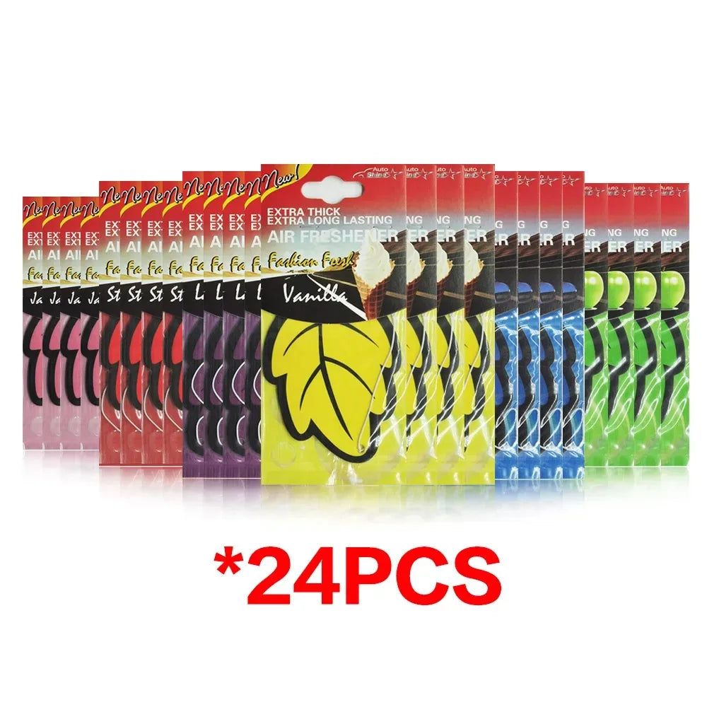 3-60pcs Car Air Freshener Natural Scented Tea Paper Auto Hanging Vanilla Perfume