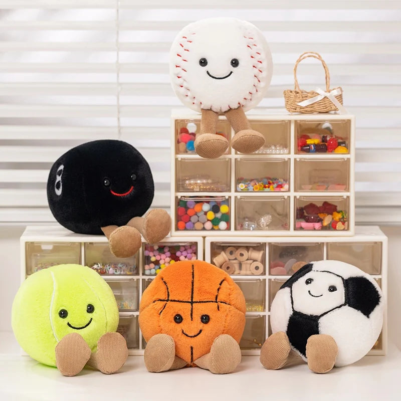 Doll With Feet Plush Toys Soft Stuffed Baseball Basketball Football Sports Ball Premium Automotive Accessory