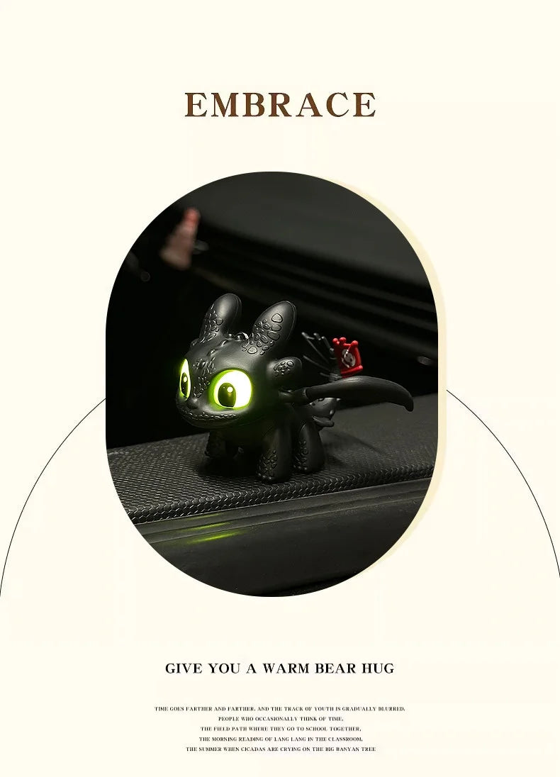 Genuine Cute Glowing Toothless Car Interior Ornament, Night Fury Wings Can Move Premium Automotive Accessory