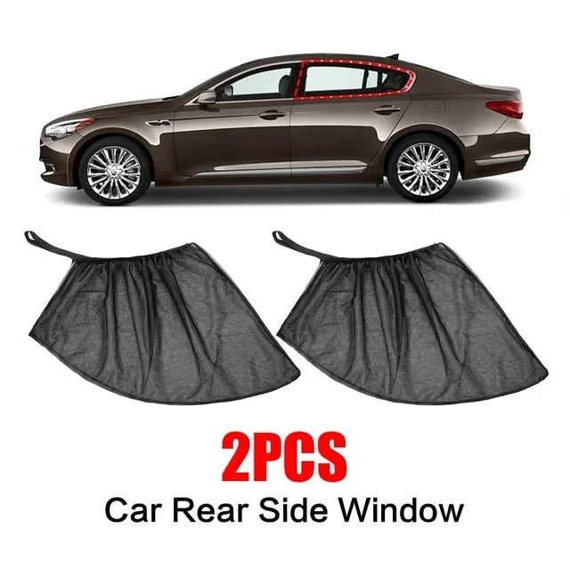 2pcs Car Rear Side Window Sunshade UV Protect Shield Mesh Prevent Mosquito