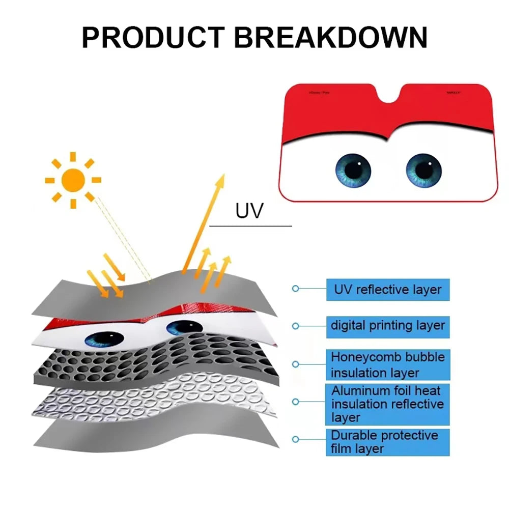Car Solar Protection 4 Colors Eyes Heated Windshield Sunshade Car Window