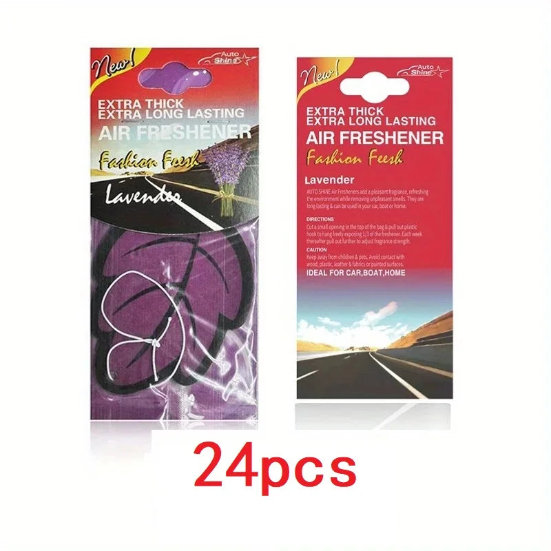 3-60pcs Car Air Freshener Natural Scented Tea Paper Auto Hanging Vanilla Perfume