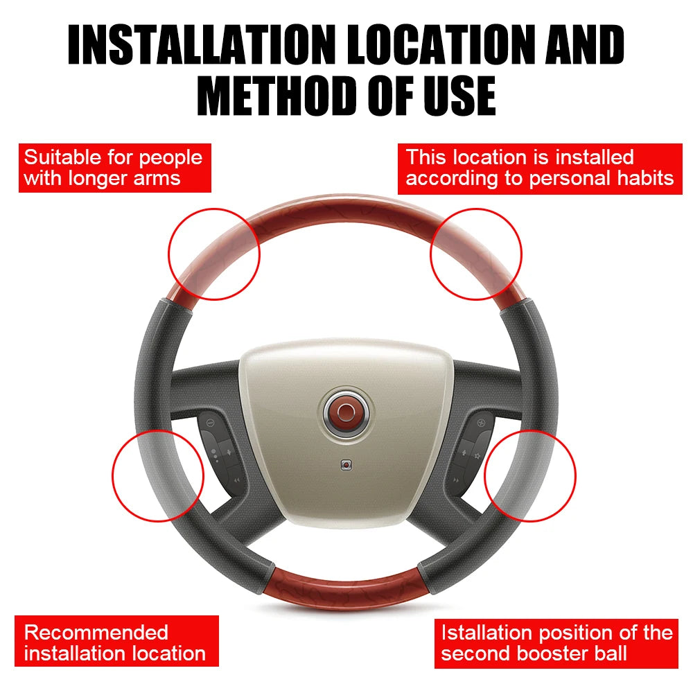 Car Steering Wheel Booster Spinner Knob Labor Saving Truck Tractor Forklift 360