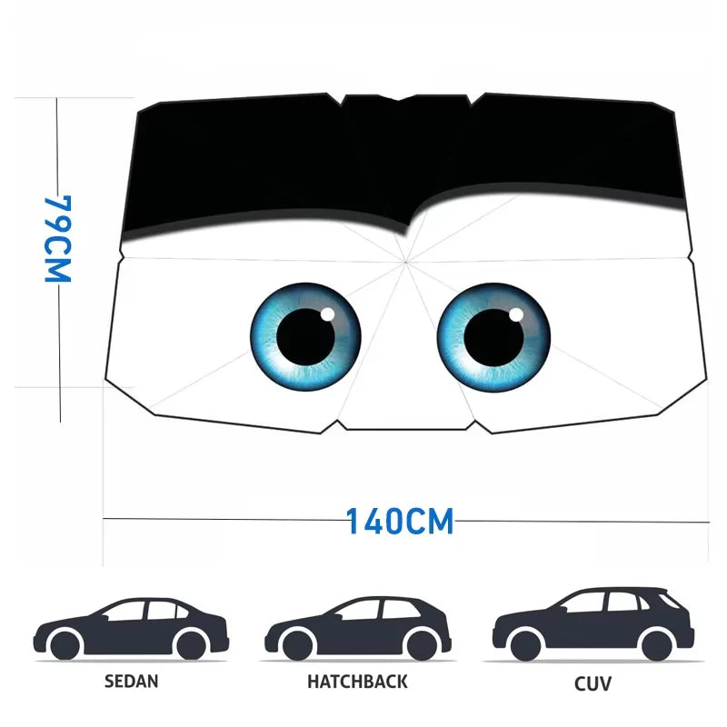 Cartoon Eyes parasol Car Sunshade Umbrella Solar Protection Front Window Shade