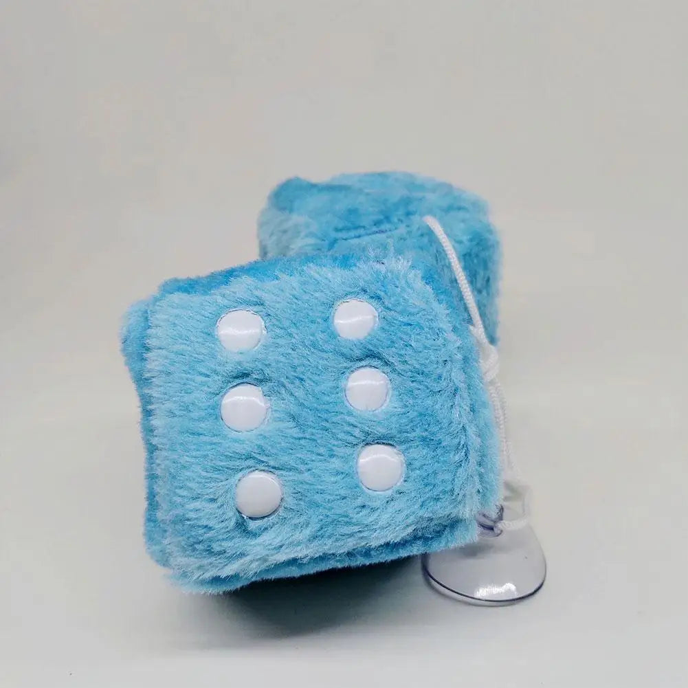 Big Long Hair Hot Stamping Dot Dice Plush Toy Cube Pendant Car Ornament Sieve Premium Automotive Accessory