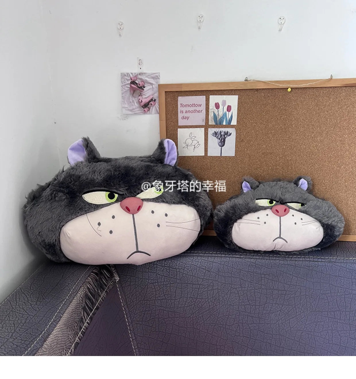 Cute Lucifer Cat Headrest Seat Belt Cover Cartoon Stuffed Anime Cinderella Bad