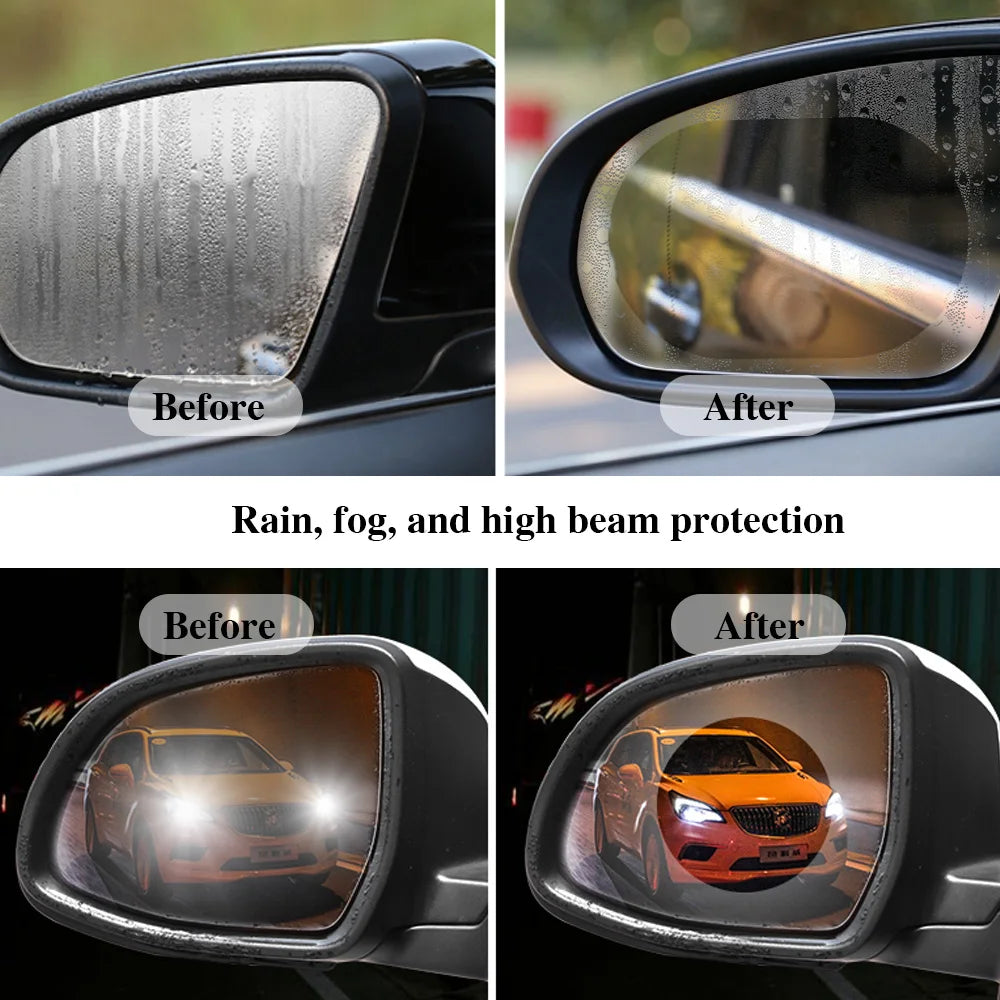 4PCS Car Rainproof Film 2 Auto Rearview Mirror Side Windows Waterproof Anti-fog Premium Automotive Accessory