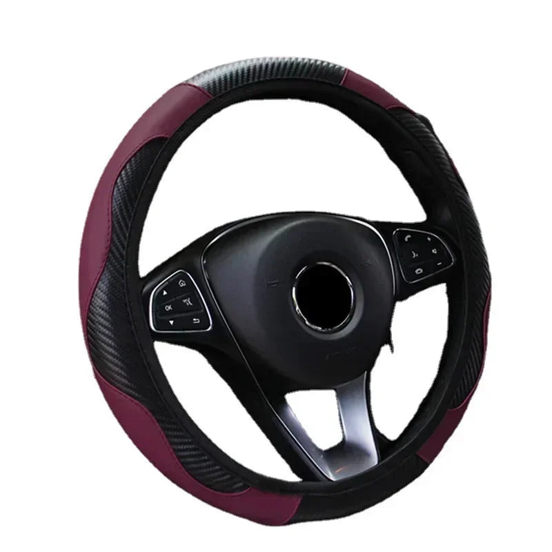 Leather Car Steering-wheel Cover 37CM-38CM Car-styling Interior Accessories
