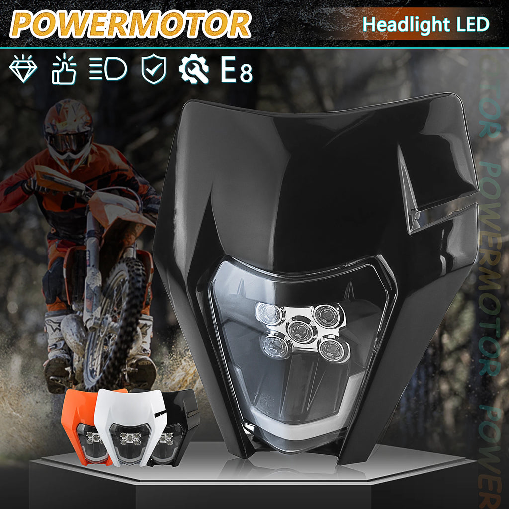 Motorcycle Headlight LED Enduro for KTM EXC XC SX MX XC 125 250 300 450 Universal Supermoto Dirt Bike Motocross Headlights Plate