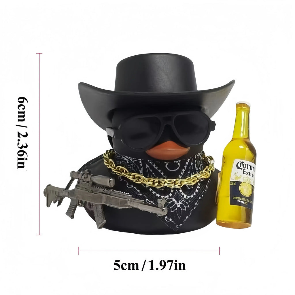 Cool Cowboy Duck Car Dashboard Decor, Funny Ornament with Hat & Accessories, Premium Automotive Accessory