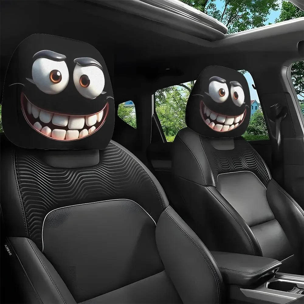 2pcs Smiley Face Printed Car Pillowcase Soft Comfortable Decorative Cushion