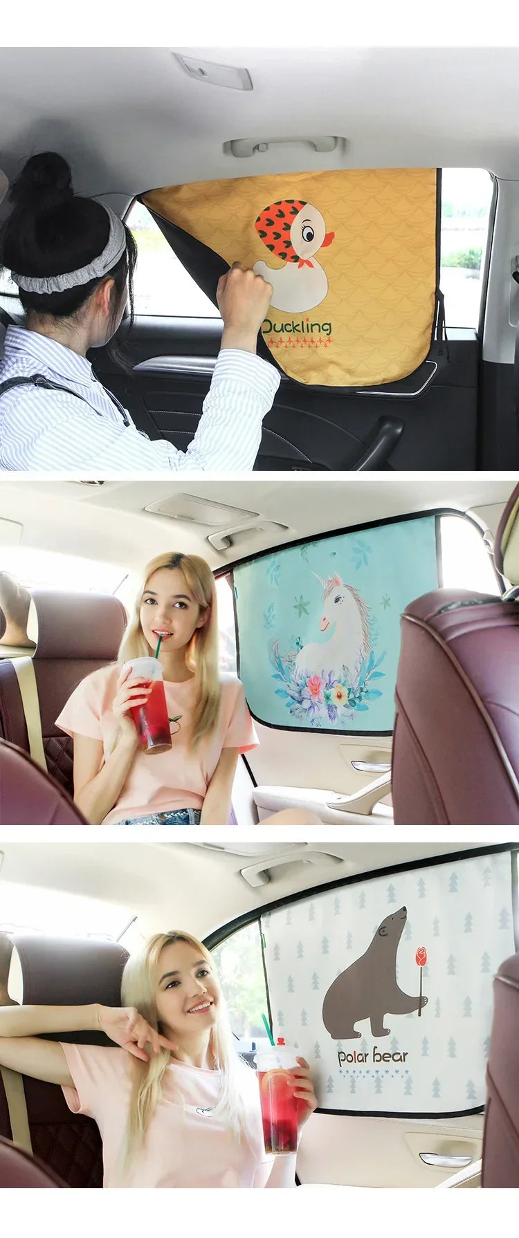 Cartoon Universal Side Window Sunshade UV Protection For Baby Children Car