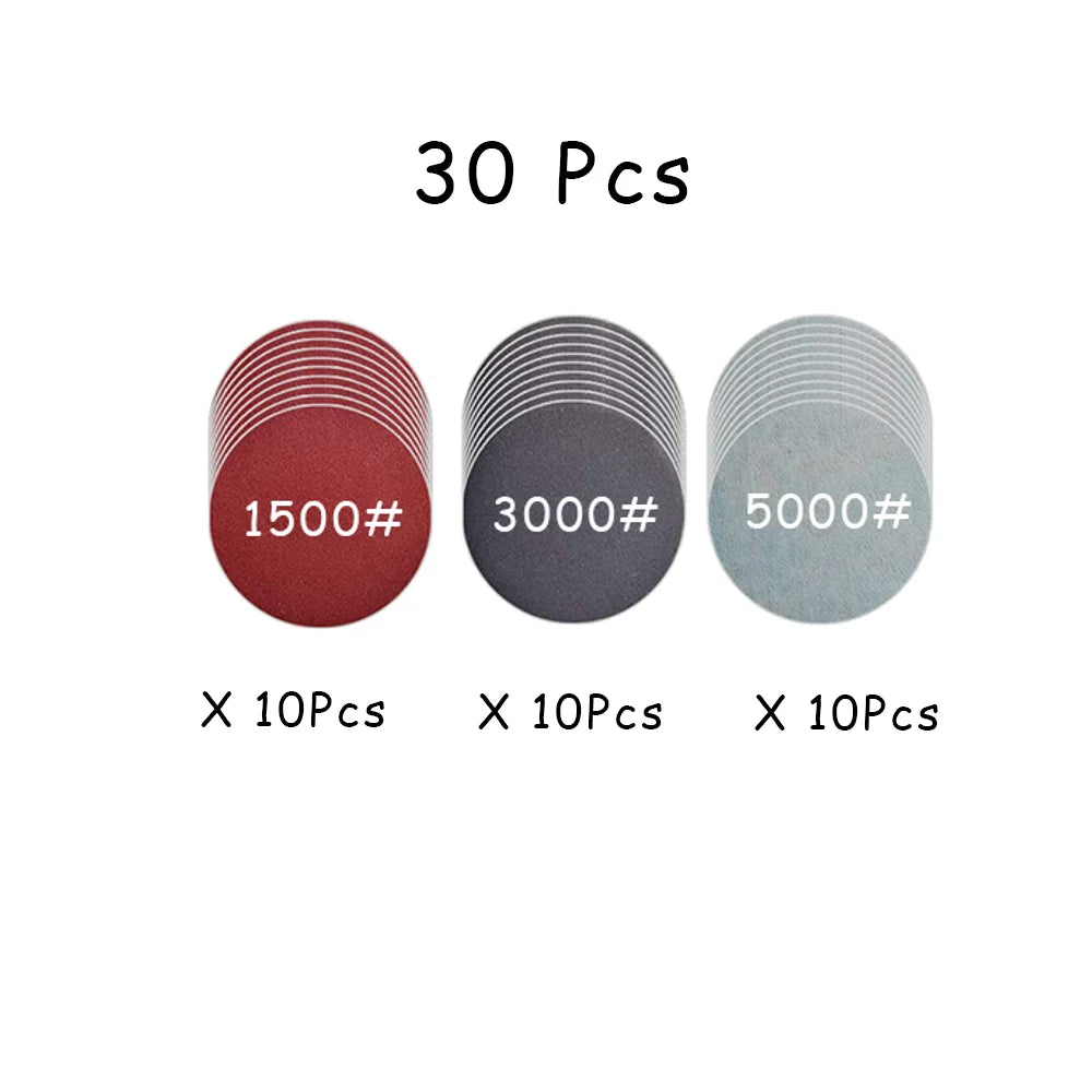 15-65 Pcs Car Headlight Repair Restoration Kit 3 Inch 75mm Sanding Plate Waxing Sponge Sanding Pad for Polishing and Sanding