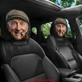 Set of 2 Headrest Covers Featuring a Humorous Old Man Design with Hat Interior