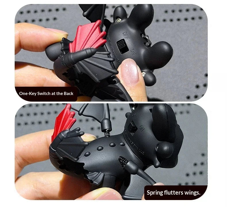 Genuine Cute Glowing Toothless Car Interior Ornament, Night Fury Wings Can Move Premium Automotive Accessory