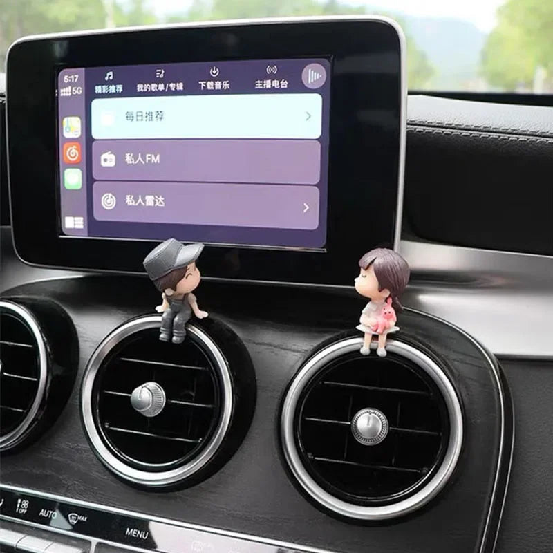Cute Cartoon Couples Car Decoration Accessories Romantic Figurines Balloon Premium Automotive Accessory