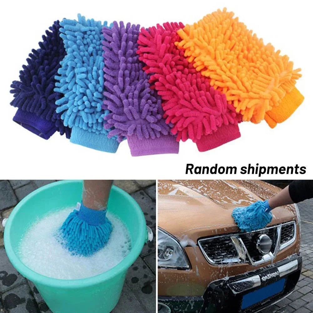 Car Wash Gloves Chenille Coral Fleece Washing Wiper Cleaning Towel Auto Dust Premium Automotive Accessory