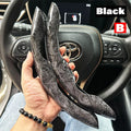 2 PCS Universal Round Car Steering Wheel Cover Carbon Fiber