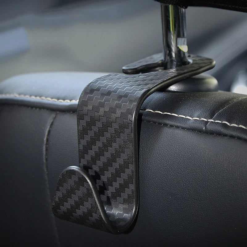 4Pcs Carbon Fibre Hook Car Seat Headrest Auto Back Organizer Hanger Interior