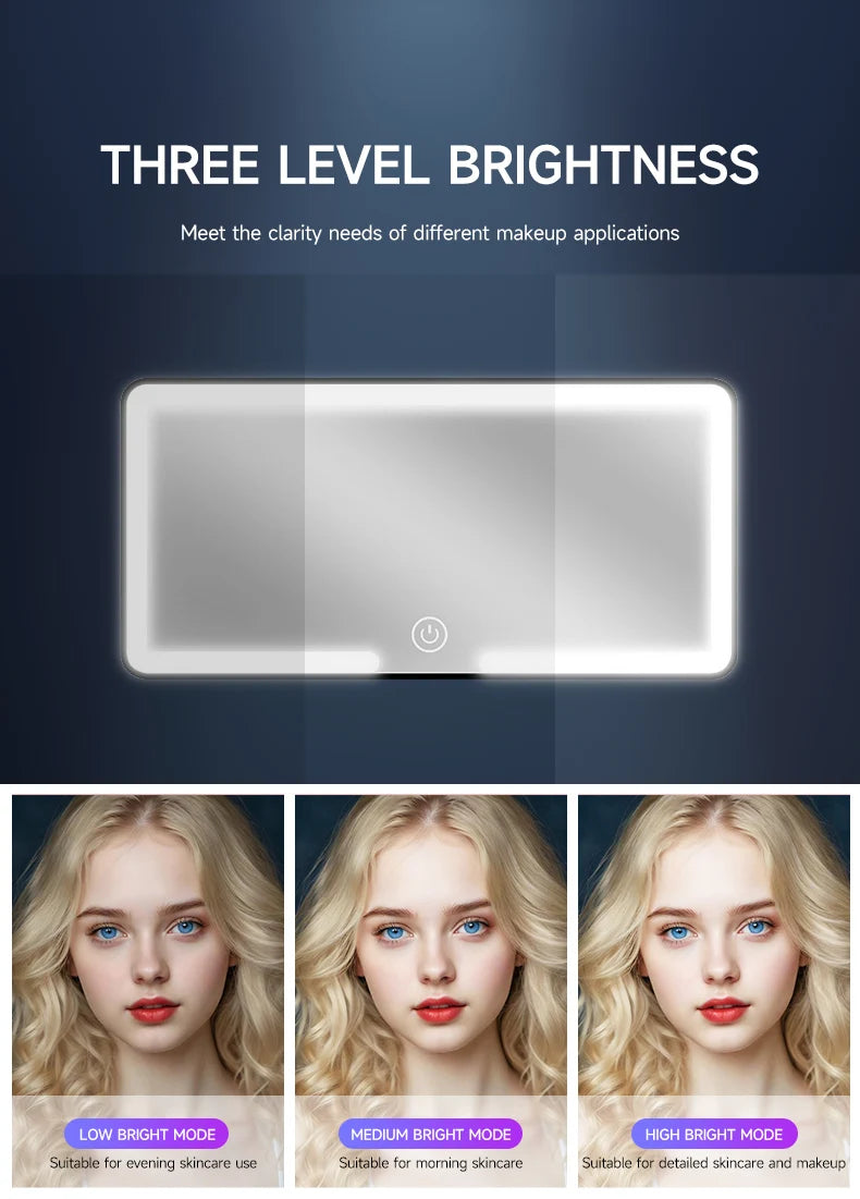 Car Interior Mirrors Sun Visor Plate LED HD Makeup Mirror Rechargeable Fill SUV