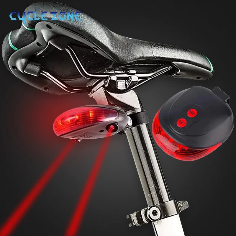 5 LED Bicycle Tail Lamp Night Riding Red Safety Warning Light Bike Tail Light Waterproof Outdoor Cycling Taillights