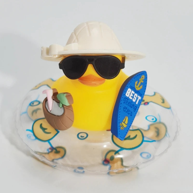 New! Car Dashboard Ornaments Summer Little Yellow Duck Coconut Skateboard Hat Premium Automotive Accessory