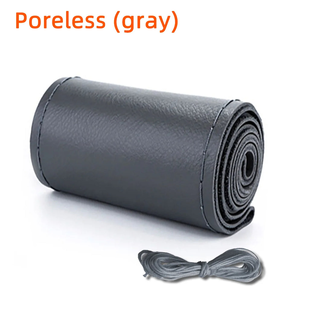 Universal Leather Car Steering Wheel Stitch On Wrap Cover Fit for 38cm 14" DIY