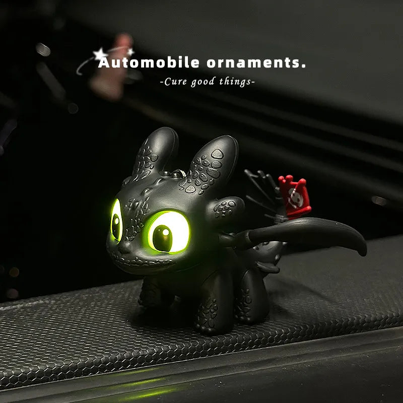 Genuine Cute Glowing Toothless Car Interior Ornament, Night Fury Wings Can Move Premium Automotive Accessory
