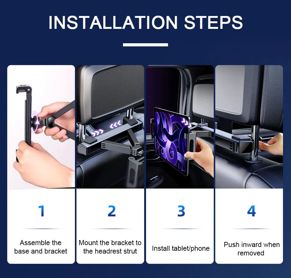 SEAMETAL Upgraded Car Headrest Phone Holder Telescopic Anti Shake Auto Table