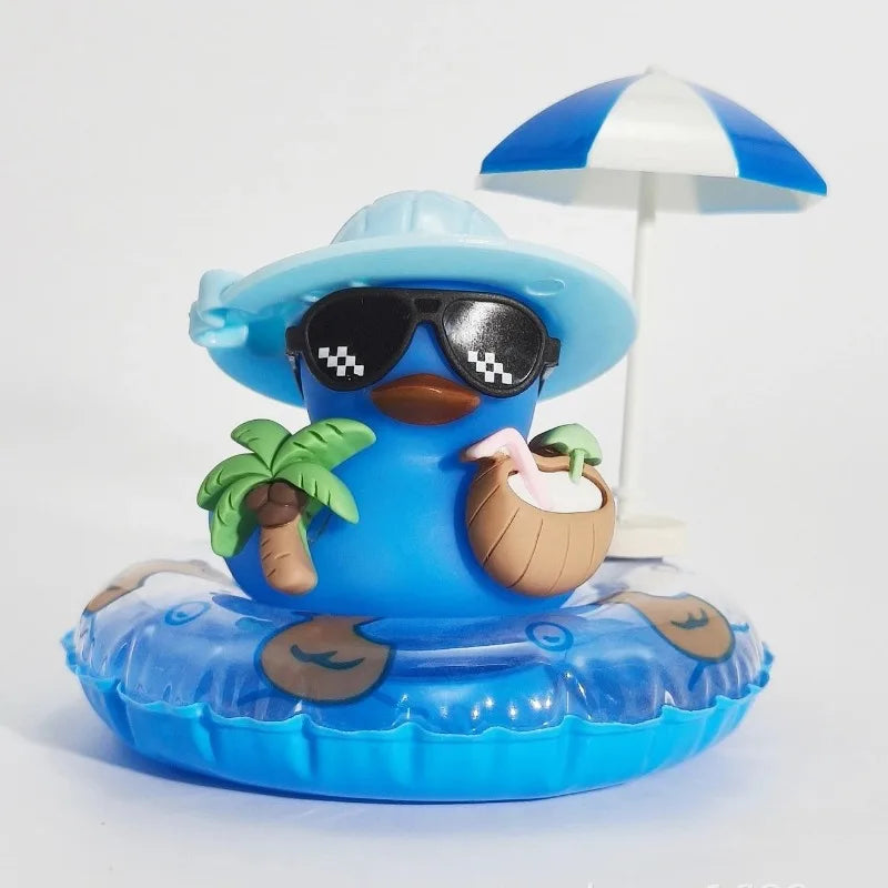 New! Car Dashboard Ornaments Summer Little Yellow Duck Coconut Skateboard Hat Premium Automotive Accessory