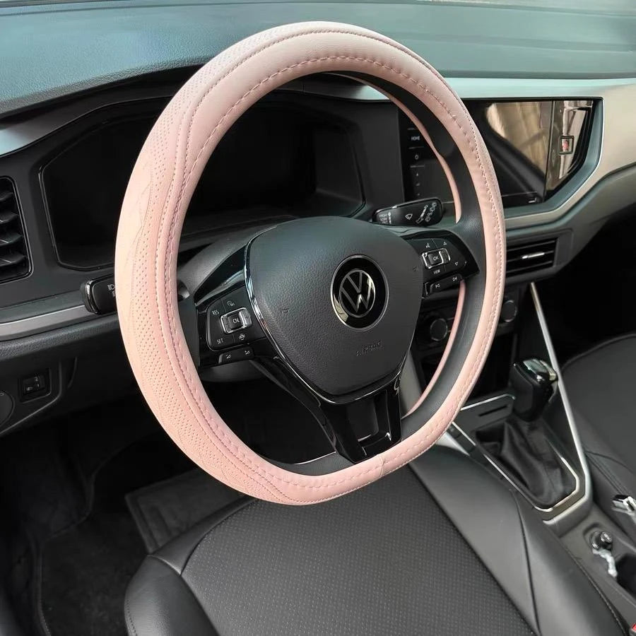 Steering Wheel Cover, Non-slip Napa Leather Perforated Patchwork Car Auto Vehicl