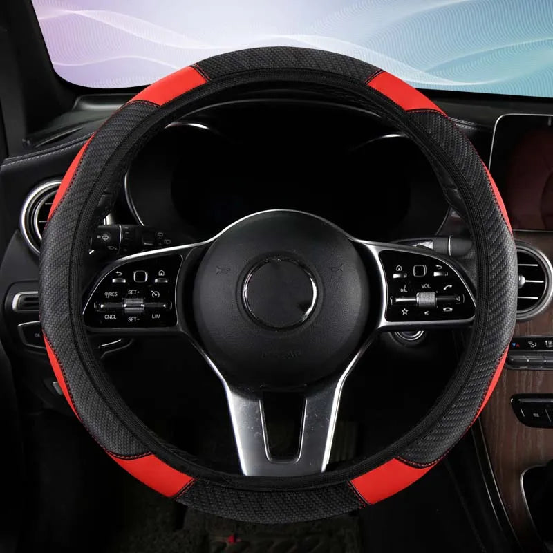 Car Steering Wheel Cover Breathable Anti Slip PU Leather Steering Covers