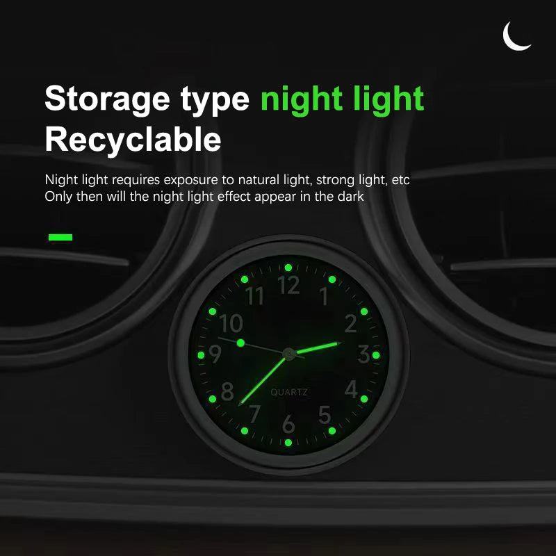 Automobile Clock Dashboard Car Interior Decor Portable Mini Decoration Luminous Premium Automotive Accessory
