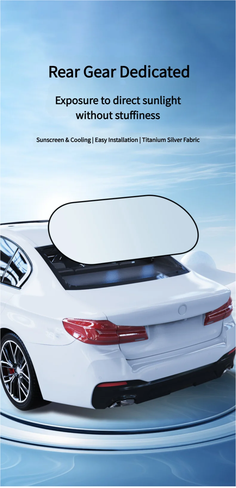UV-Reflective Car Sun Shade Cover Rear Windshield Sun Protection Sunshade