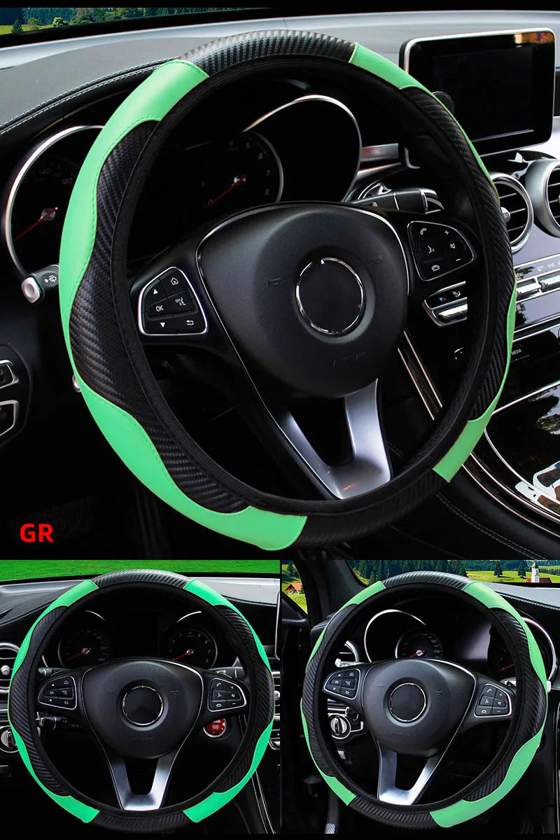 Car Steering Wheel Cover Breathable Anti Slip PU Leather Steering Covers