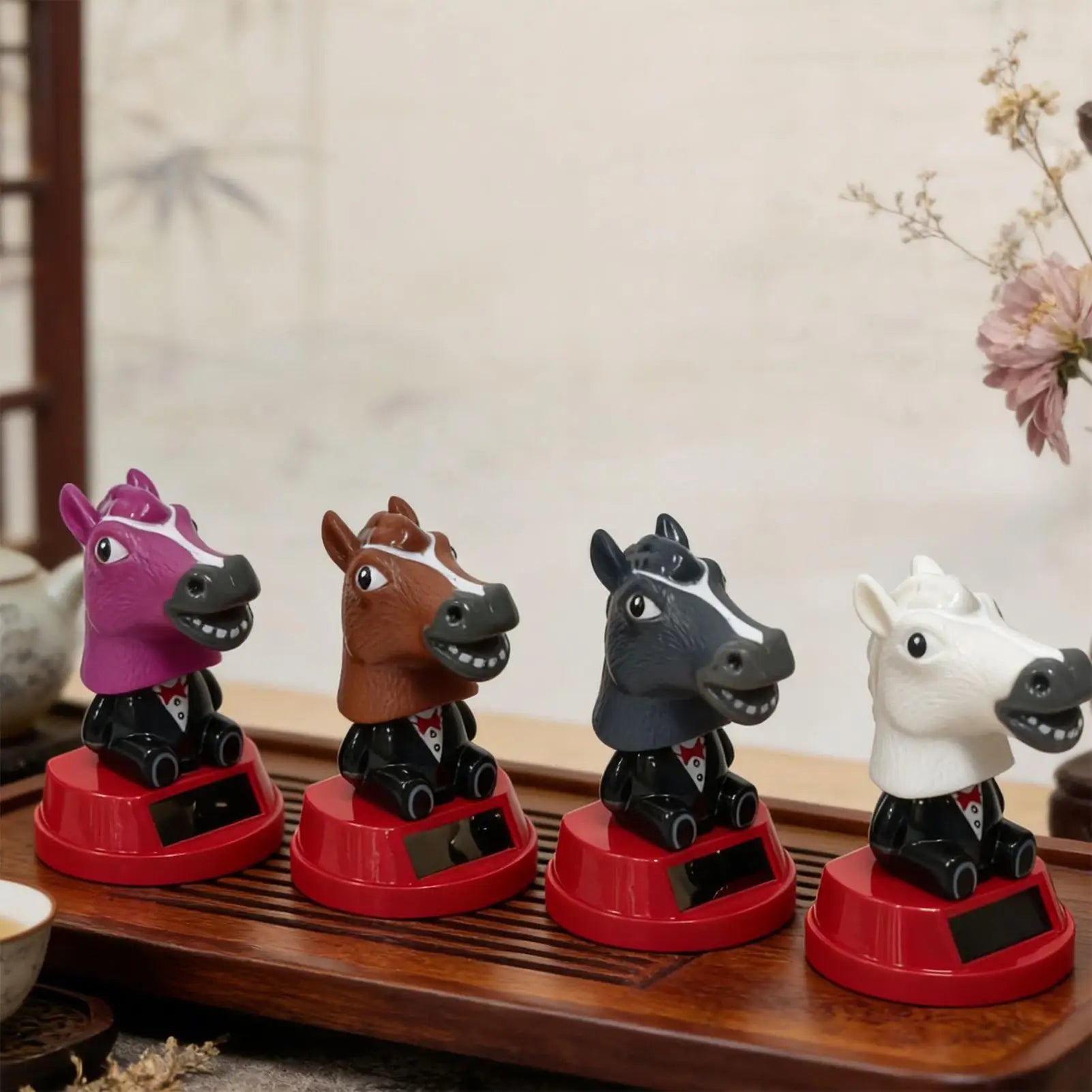 Car Ornament Solar Bobblehead Doll horse Shape Gift Creative Interior Supplies Premium Automotive Accessory