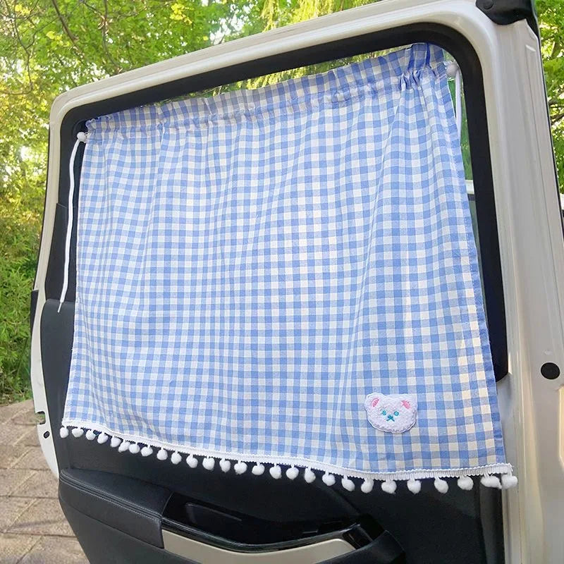 1pc Universal Car Sun Shade Curtains Cute Cartoon Bear Rear Side Window
