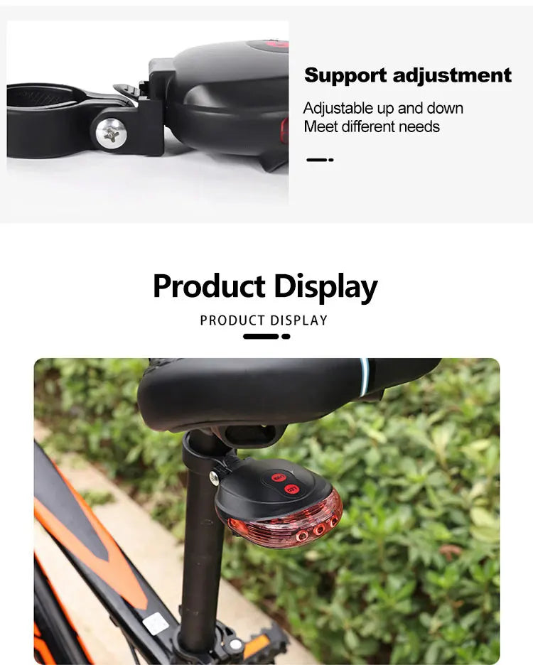 5 LED Bicycle Tail Lamp Night Riding Red Safety Warning Light Bike Tail Light Waterproof Outdoor Cycling Taillights