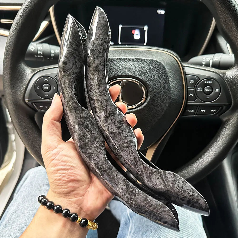 2 PCS Universal Round Car Steering Wheel Cover Carbon Fiber