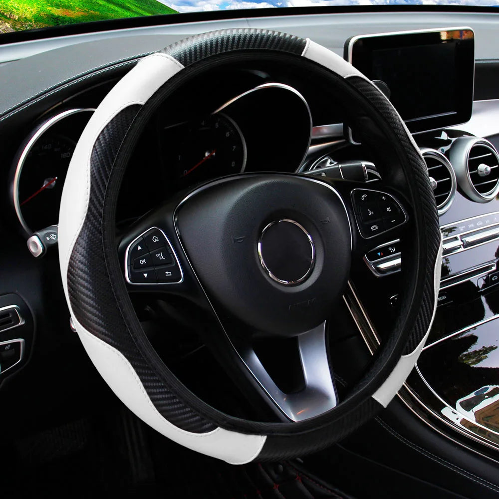 Car Steering Wheel Cover Breathable Anti Slip PU Leather Steering Covers