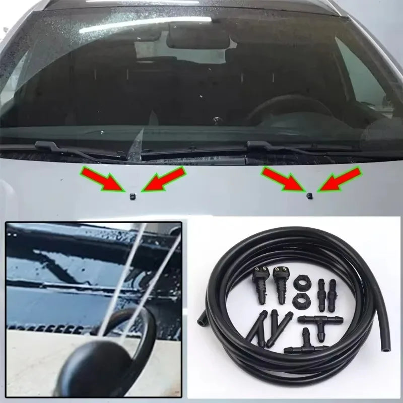 Car Auto Windshield Washer Hose Wiper Blade Pipe Jet Spray Nozzle Water Fluid Premium Automotive Accessory