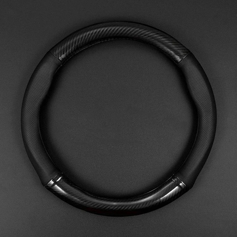 Universal Car Steering Wheel Cover Carbon Fiber Leather D shape O Shape