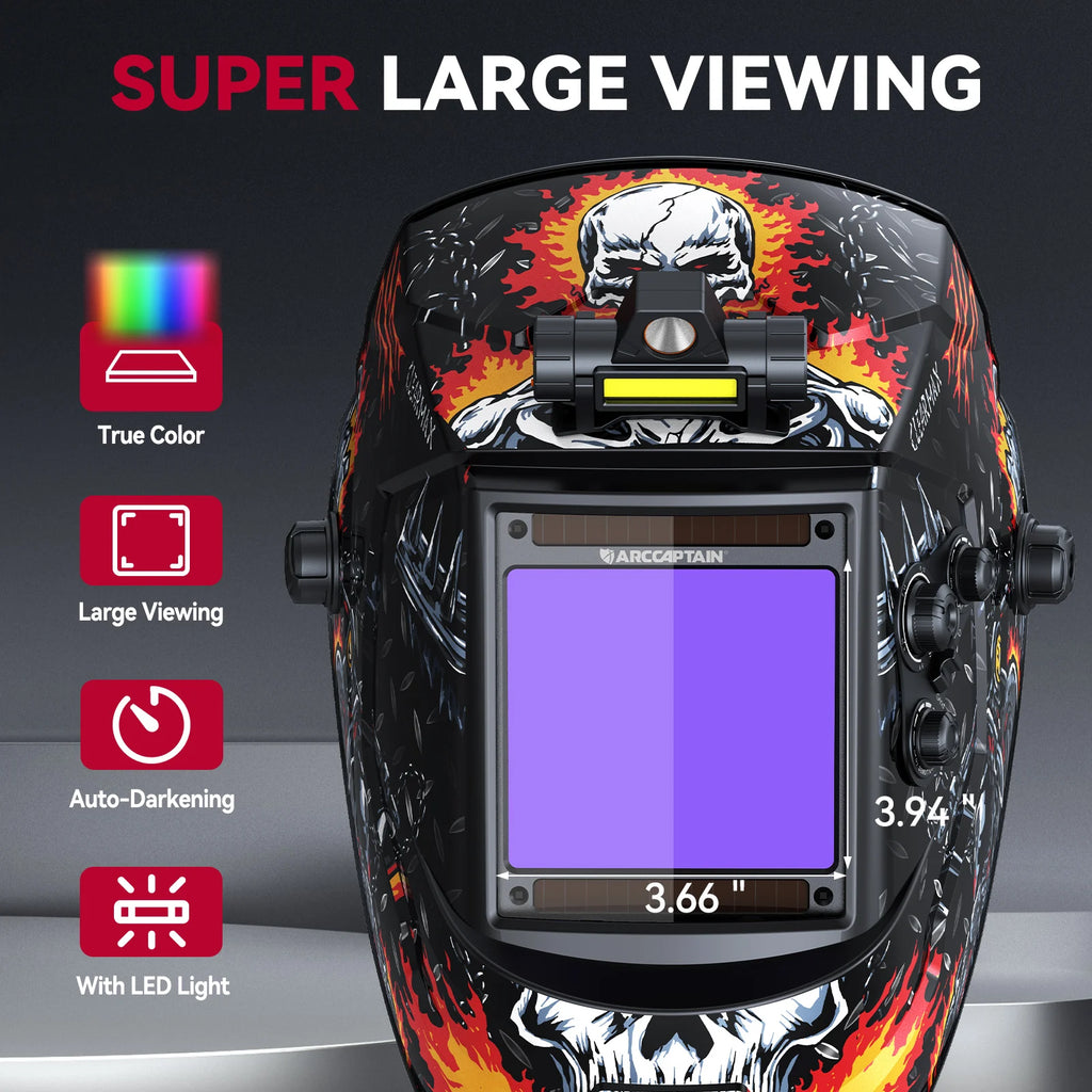 Welding Helmet  - ARCCAPTAIN Auto Darkening Welders Helmet With Light For MIG MAG TIG Cutting 4 Arc Sensor True Color Welder Face Cap