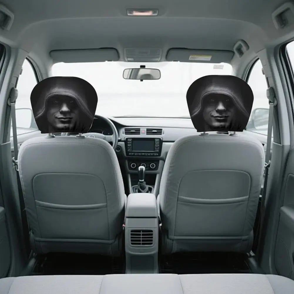 1 Pair High quality Universal Fit Car Headrest Covers Funny Mysterious Printed